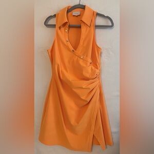 Cinq à Sept Vibrant Orange Asymmetrical Dress